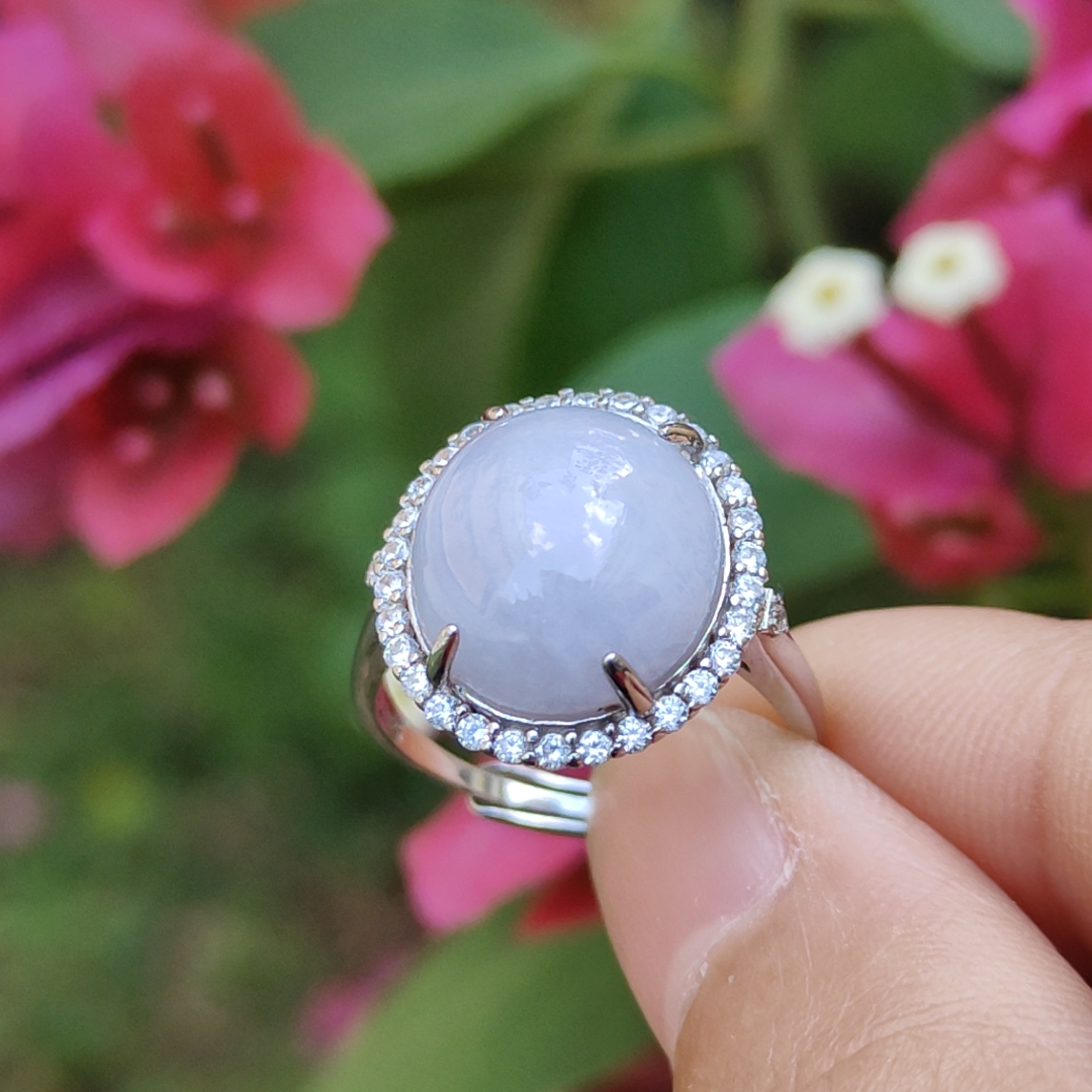 lavender cabochon jade on s925
